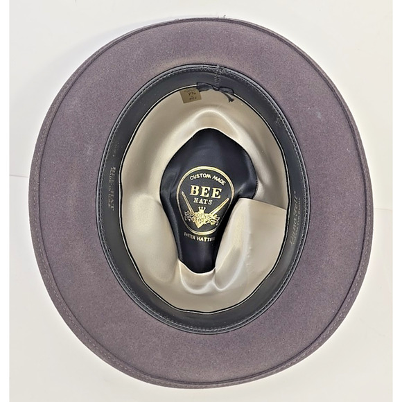 Vintage Godfather Dyna Felt Fedora Gray Hat W/ Feathers 7 1/8" Bee Hats U151 - Picture 5 of 11